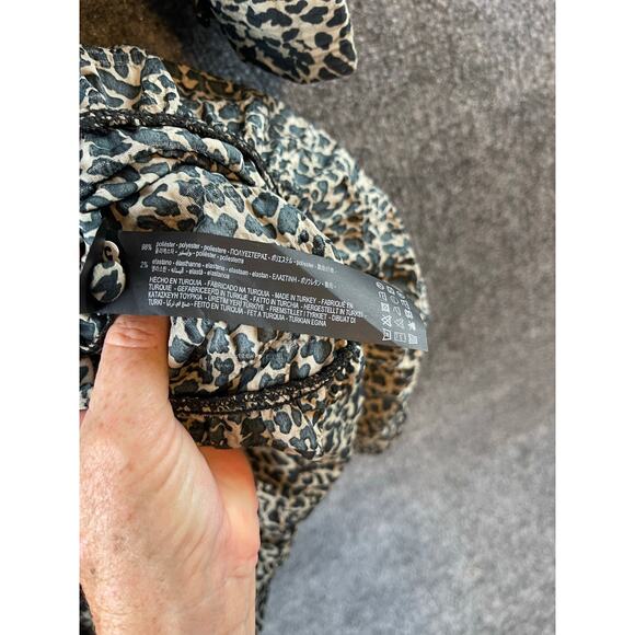 Zara Women's Animal Print Round Neck 3/4 Sleeve Tiered Mini Light Dress Sz S - Picture 6 of 12
